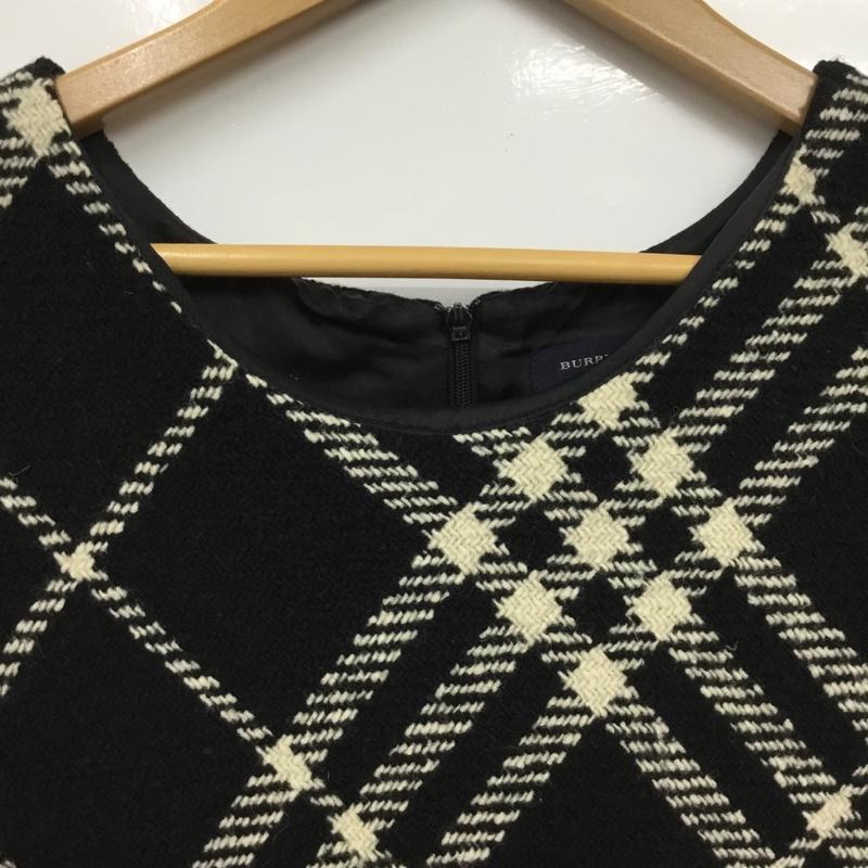 バーバリー BURBERRY ワンピース ミニスカート 半袖ミニワンピース フレアスカート プリント 白 / ホワイト / white X 黒 / ブラック / black レディース USED 古着 中古 10156835