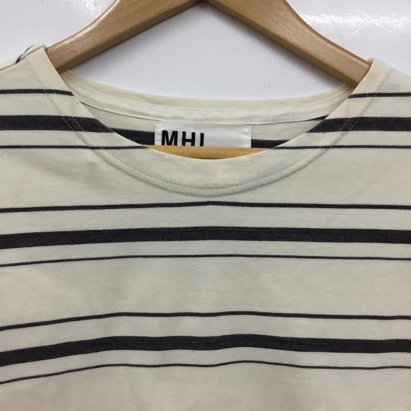 エムエイチエル MHL. Tシャツ 半袖 半袖カットソー プリントTシャツ クルーネックカットソー 2 ボーダー柄 アイボリー / アイボリー / レディース USED 古着 中古 10156843