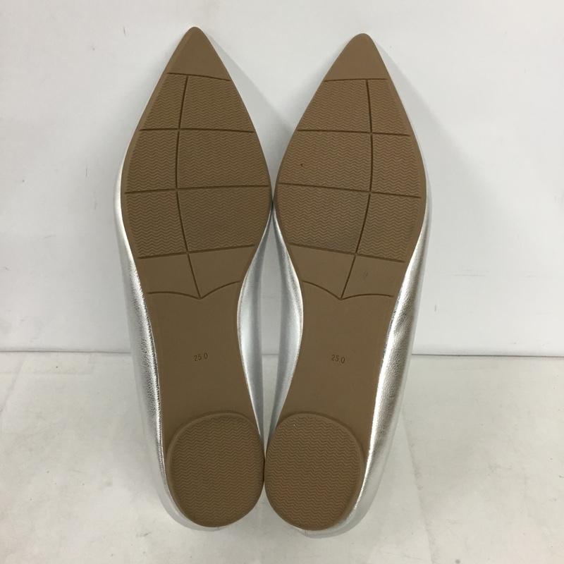 ユニクロ UNIQLO パンプス パンプス ポインテッドトゥ フラットシューズ タグ付き 25cm 25.0cm 無地 銀 / シルバー / silver color レディース USED 古着 中古 10156876