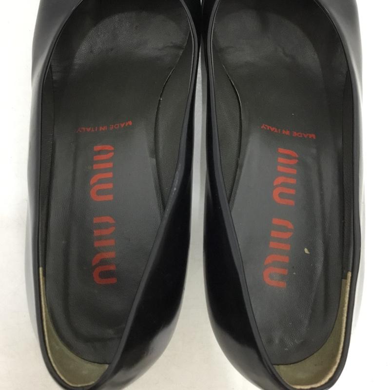 ミュウミュウ miu miu パンプス パンプス ハイヒール ポインテッドトゥ 38.5 イタリア製 箱有 無地 黒 / ブラック / black レディース USED 古着 中古 10156880