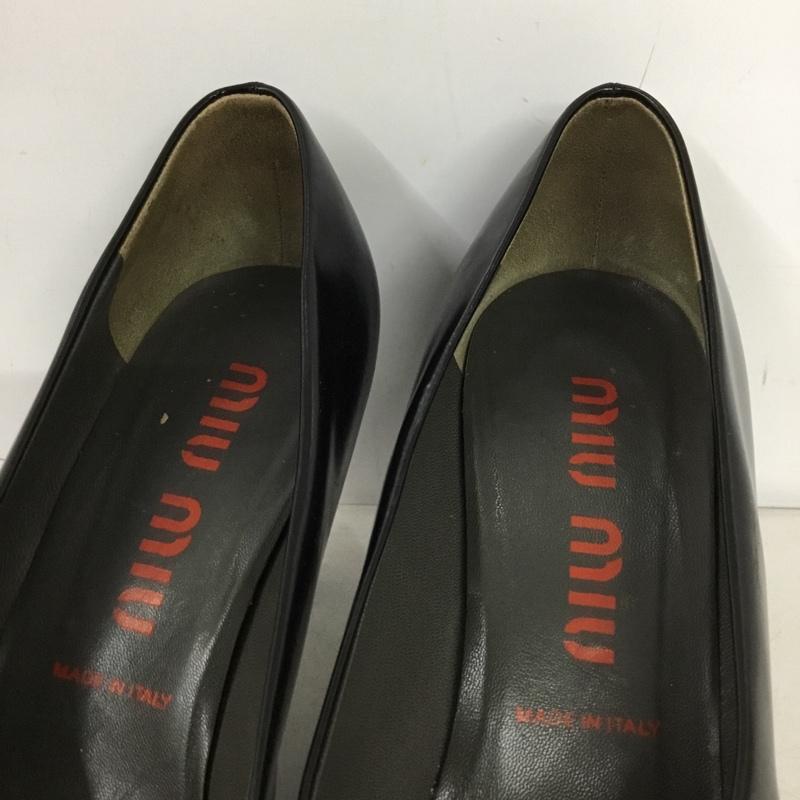 ミュウミュウ miu miu パンプス パンプス ハイヒール ポインテッドトゥ 38.5 イタリア製 箱有 無地 黒 / ブラック / black レディース USED 古着 中古 10156880