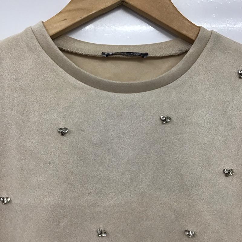 ザラ ZARA カットソー 半袖 半袖カットソー プリントTシャツ クルーネックカットソー XS  ベージュ / ベージュ / beige レディース USED 古着 中古 10156894