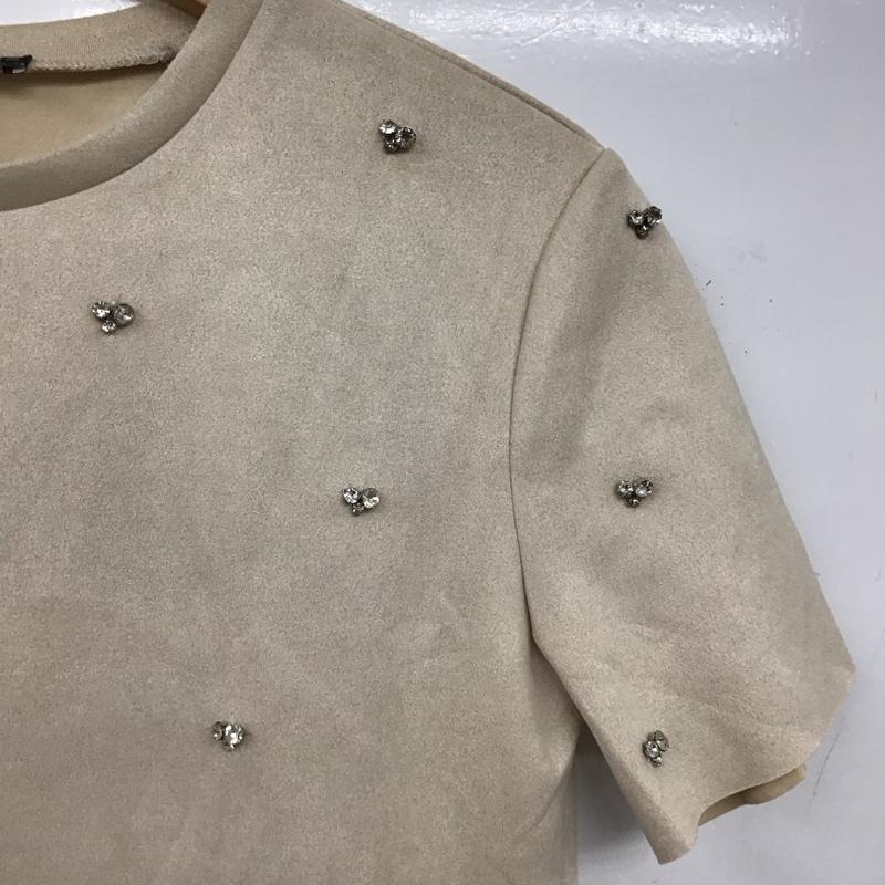 ザラ ZARA カットソー 半袖 半袖カットソー プリントTシャツ クルーネックカットソー XS  ベージュ / ベージュ / beige レディース USED 古着 中古 10156894