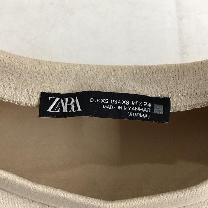 ザラ ZARA カットソー 半袖 半袖カットソー プリントTシャツ クルーネックカットソー XS  ベージュ / ベージュ / beige レディース USED 古着 中古 10156894