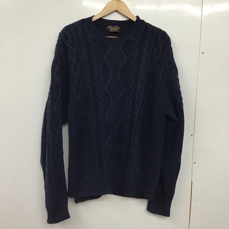 ブルックスブラザーズ BROOKS BROTHERS ニット、セーター 長袖 長袖ニットカットソー クルーネック セーター M  紺 / ネイビー / navy メンズ USED 古着 中古 10156903