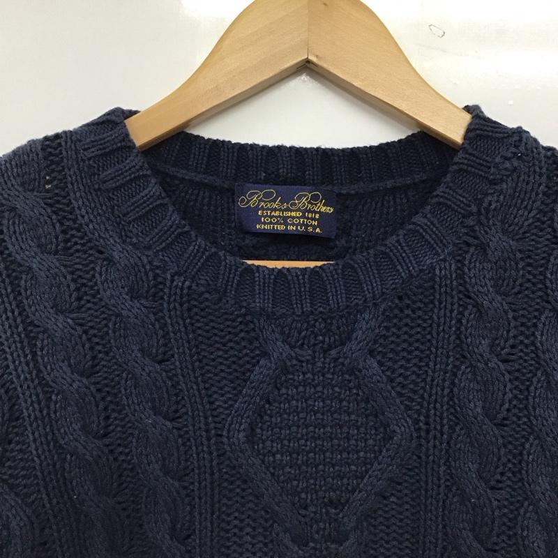 ブルックスブラザーズ BROOKS BROTHERS ニット、セーター 長袖 長袖ニットカットソー クルーネック セーター M  紺 / ネイビー / navy メンズ USED 古着 中古 10156903