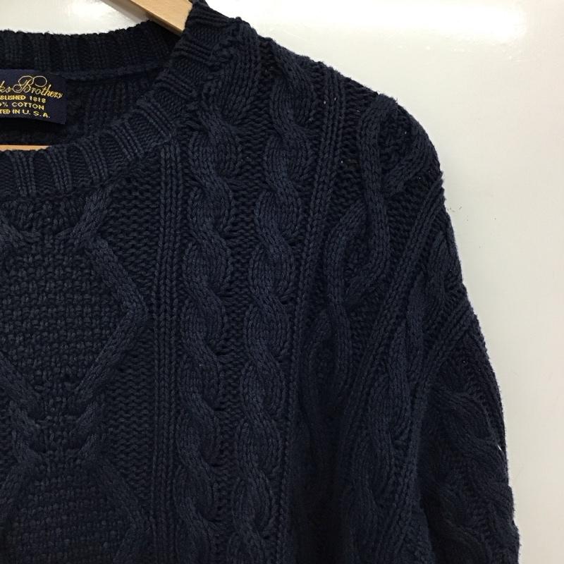 ブルックスブラザーズ BROOKS BROTHERS ニット、セーター 長袖 長袖ニットカットソー クルーネック セーター M  紺 / ネイビー / navy メンズ USED 古着 中古 10156903