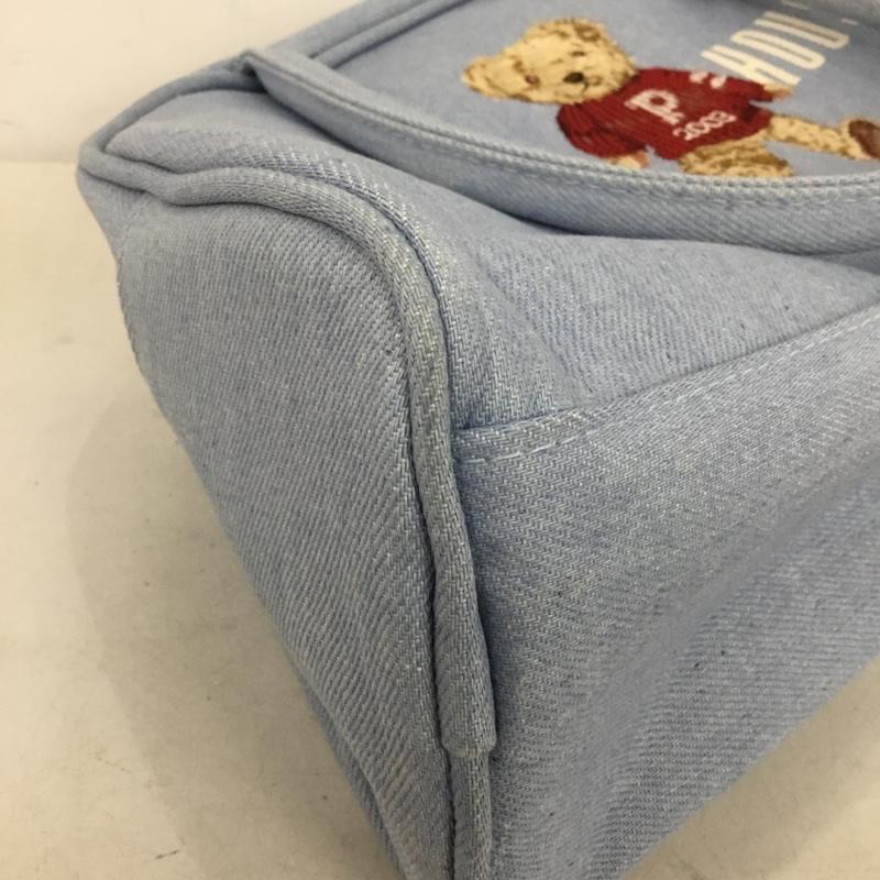 ピンクハウス PINK HOUSE ハンドバッグ ハンドバッグ ミニボストンバッグ クマ デニム 刺繍 ロゴ、文字 水色 / ライトブルー / レディース USED 古着 中古 10156916