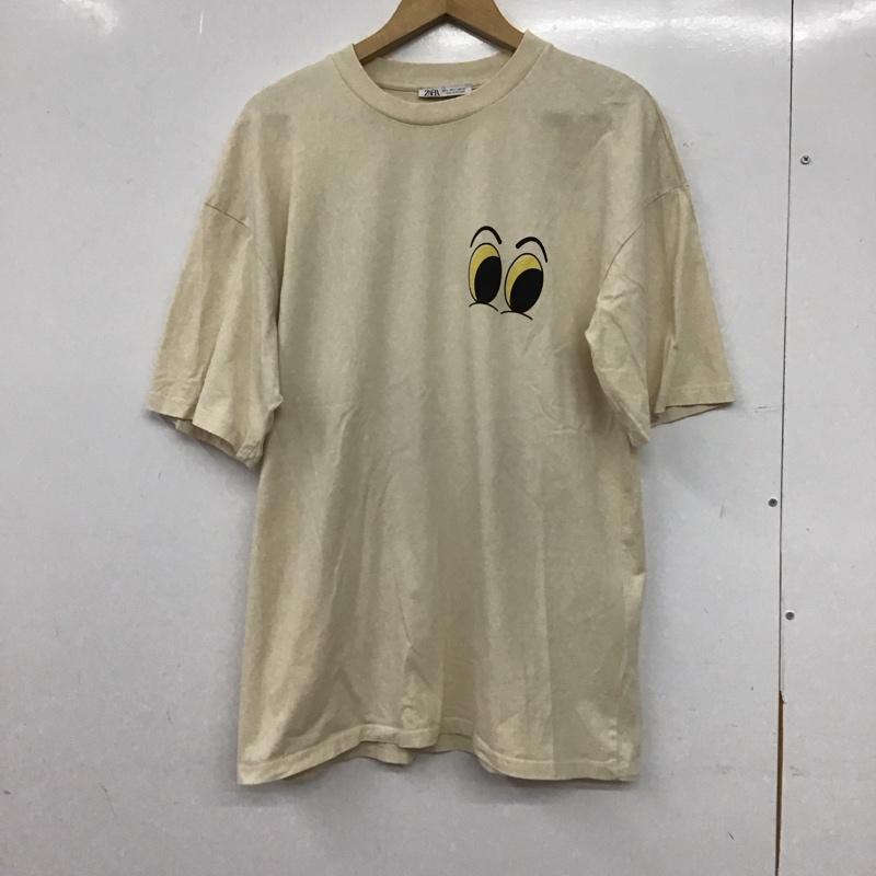 ザラ ZARA Tシャツ 半袖 半袖カットソー プリントTシャツ クルーネックカットソー L プリント ベージュ / ベージュ / beige メンズ USED 古着 中古 10156924