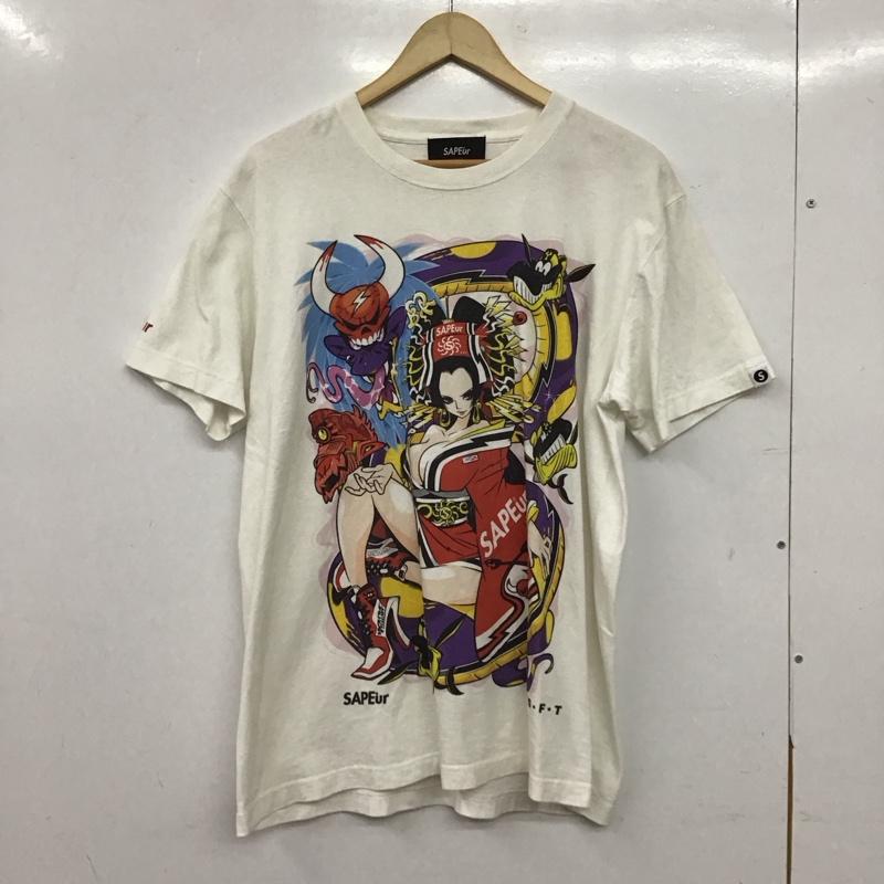 サプール SAPEur Tシャツ 半袖 半袖カットソー プリントTシャツ クルーネックカットソー L プリント 白 / ホワイト / white メンズ USED 古着 中古 10156925