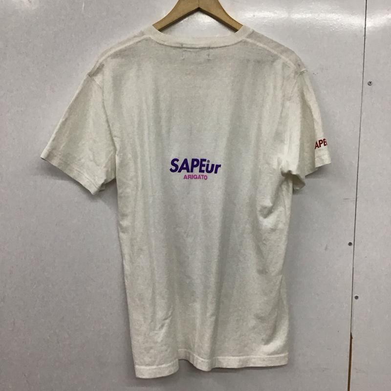 サプール SAPEur Tシャツ 半袖 半袖カットソー プリントTシャツ クルーネックカットソー L プリント 白 / ホワイト / white メンズ USED 古着 中古 10156925