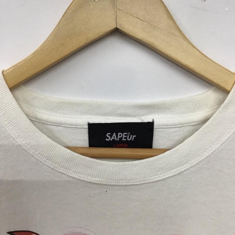 サプール SAPEur Tシャツ 半袖 半袖カットソー プリントTシャツ クルーネックカットソー L プリント 白 / ホワイト / white メンズ USED 古着 中古 10156925