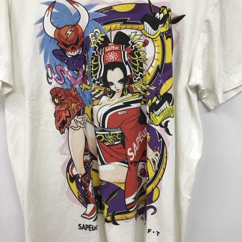 サプール SAPEur Tシャツ 半袖 半袖カットソー プリントTシャツ クルーネックカットソー L プリント 白 / ホワイト / white メンズ USED 古着 中古 10156925