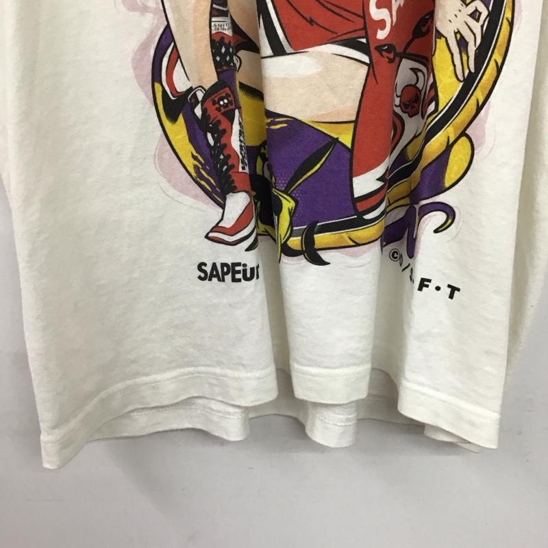 サプール SAPEur Tシャツ 半袖 半袖カットソー プリントTシャツ クルーネックカットソー L プリント 白 / ホワイト / white メンズ USED 古着 中古 10156925