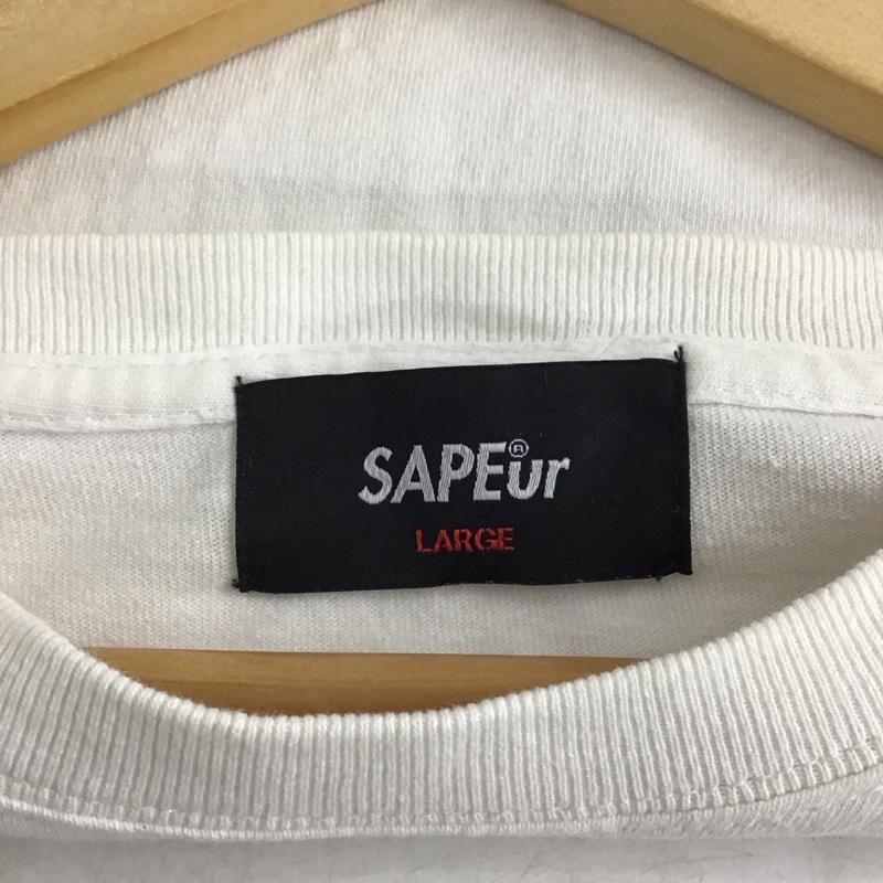 サプール SAPEur Tシャツ 半袖 半袖カットソー プリントTシャツ クルーネックカットソー L プリント 白 / ホワイト / white メンズ USED 古着 中古 10156925