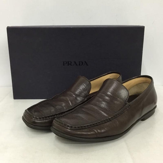 プラダ PRADA ローファー ローファー 0537 レザー 5 箱有 無地 茶 / ブラウン / brown レディース USED 古着 中古 10156944