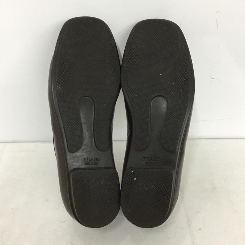 プラダ PRADA ローファー ローファー 0537 レザー 5 箱有 無地 茶 / ブラウン / brown レディース USED 古着 中古 10156944