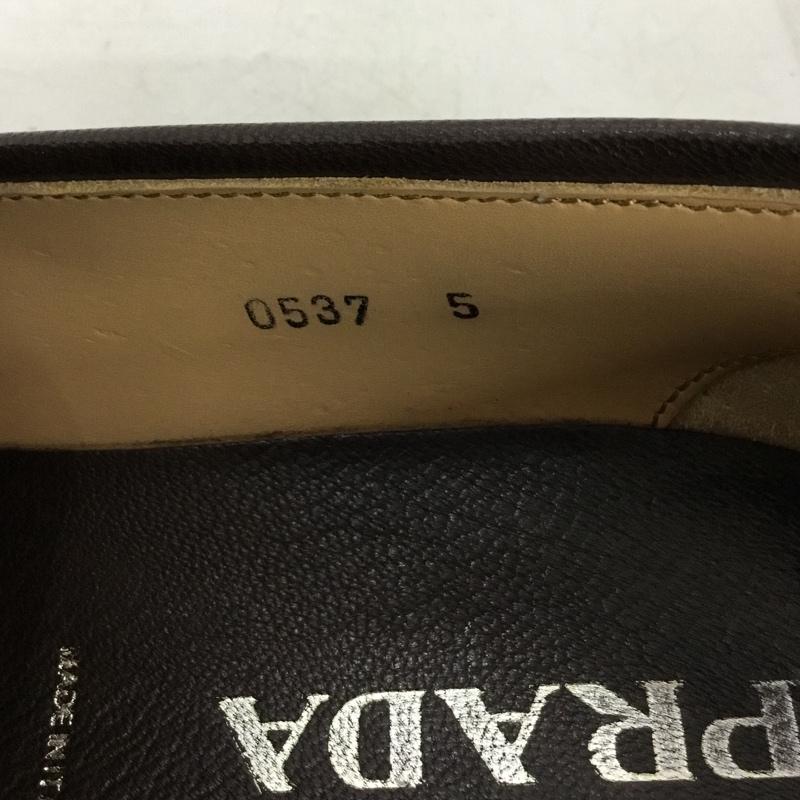プラダ PRADA ローファー ローファー 0537 レザー 5 箱有 無地 茶 / ブラウン / brown レディース USED 古着 中古 10156944