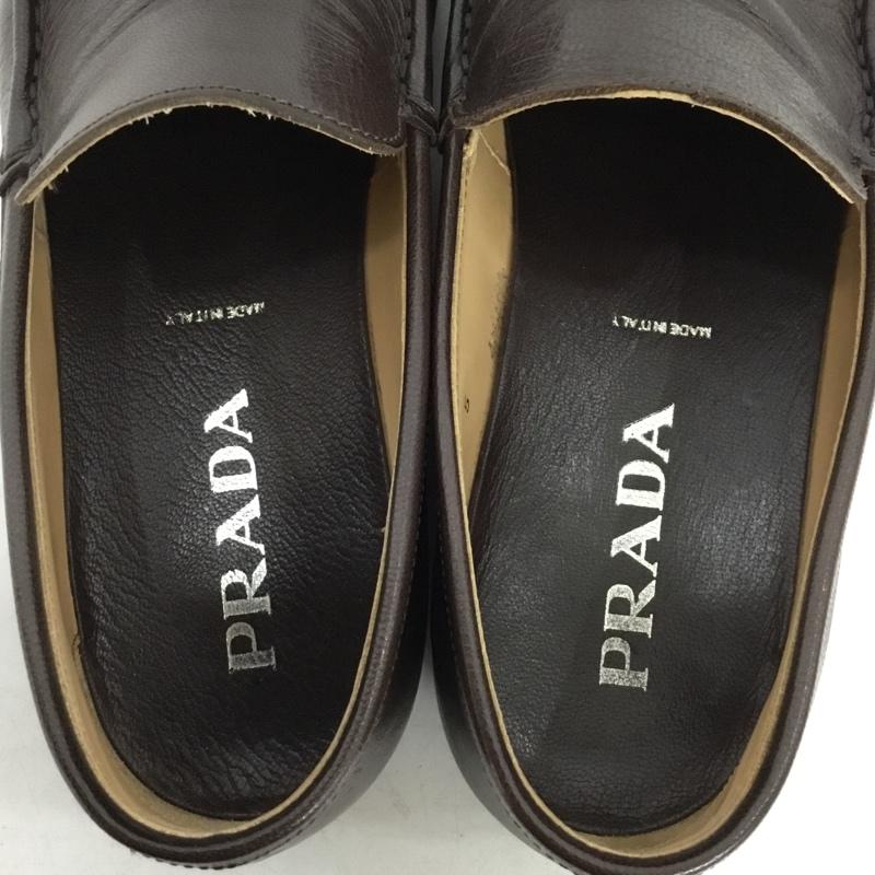 プラダ PRADA ローファー ローファー 0537 レザー 5 箱有 無地 茶 / ブラウン / brown レディース USED 古着 中古 10156944