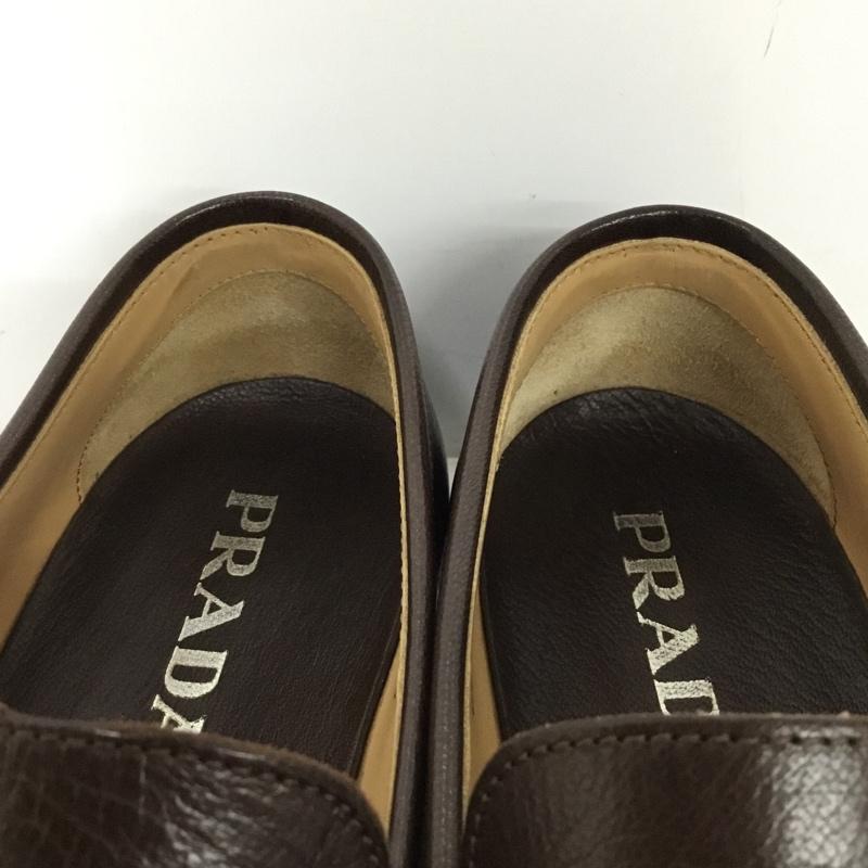 プラダ PRADA ローファー ローファー 0537 レザー 5 箱有 無地 茶 / ブラウン / brown レディース USED 古着 中古 10156944