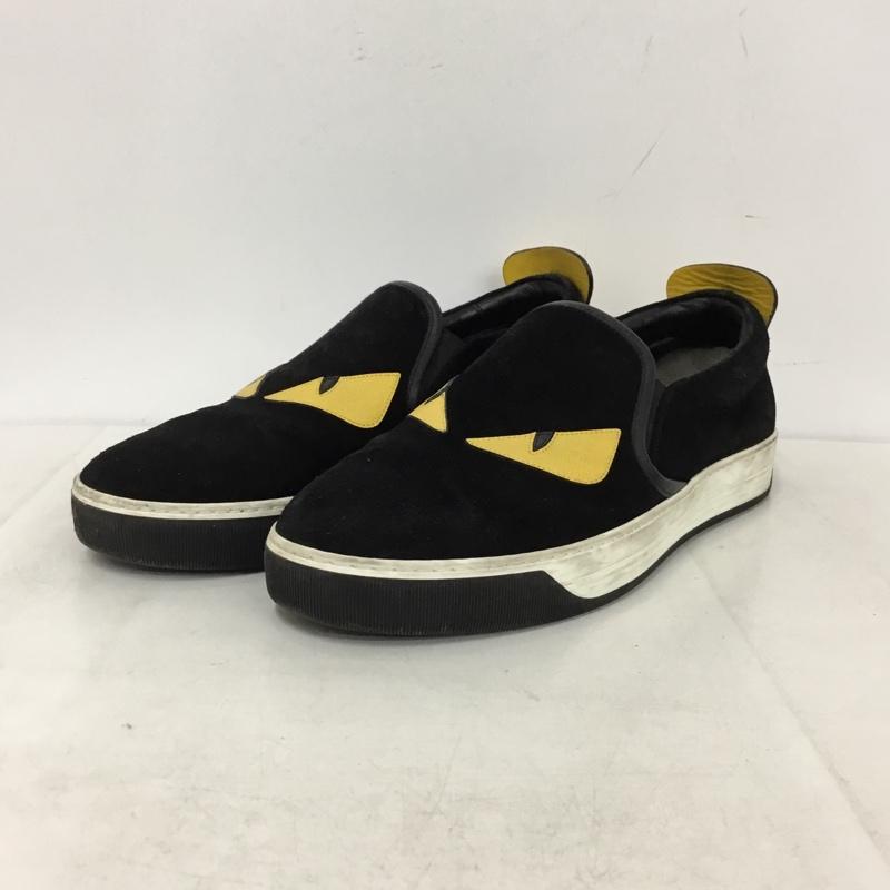 フェンディ FENDI スリッポン スリッポン 0904 モンスターバッグズアイスリッポン 7E スタッズ 無地 黒 / ブラック / black X 黄 / イエロー / yellow メンズ USED 古着 中古 10156950