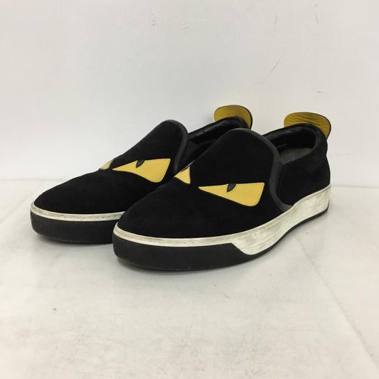 フェンディ FENDI スリッポン スリッポン 0904 モンスターバッグズアイスリッポン 7E スタッズ 無地 黒 / ブラック / black X 黄 / イエロー / yellow メンズ USED 古着 中古 10156950