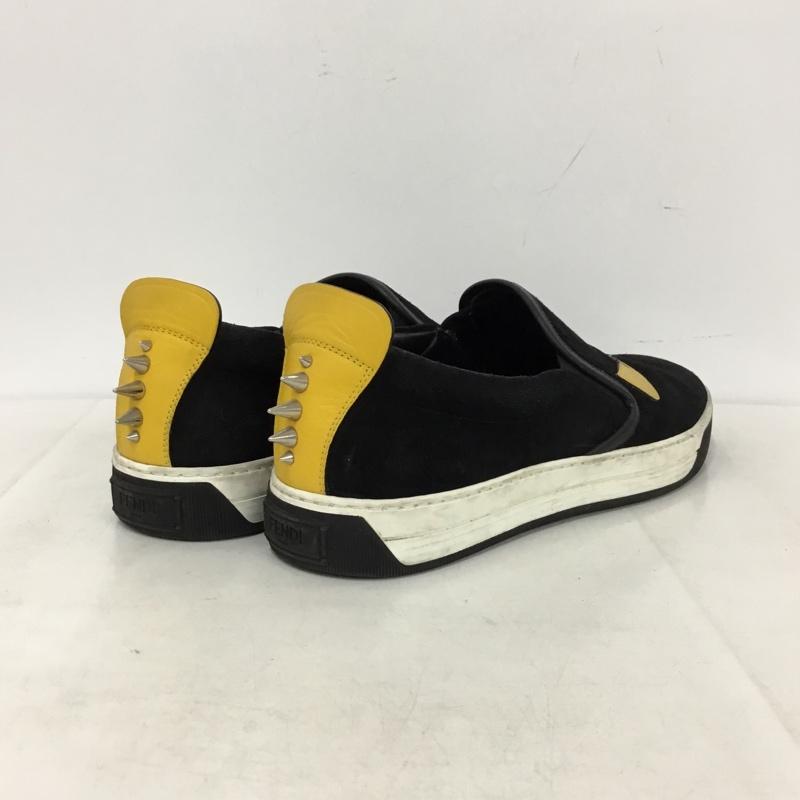 フェンディ FENDI スリッポン スリッポン 0904 モンスターバッグズアイスリッポン 7E スタッズ 無地 黒 / ブラック / black X 黄 / イエロー / yellow メンズ USED 古着 中古 10156950