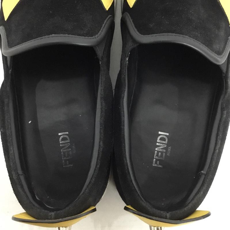 フェンディ FENDI スリッポン スリッポン 0904 モンスターバッグズアイスリッポン 7E スタッズ 無地 黒 / ブラック / black X 黄 / イエロー / yellow メンズ USED 古着 中古 10156950