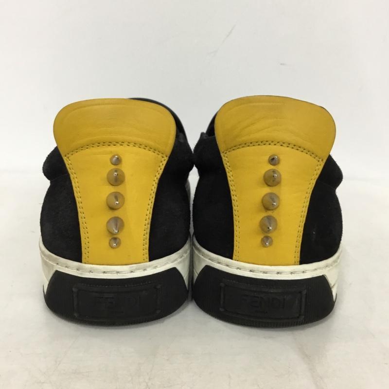 フェンディ FENDI スリッポン スリッポン 0904 モンスターバッグズアイスリッポン 7E スタッズ 無地 黒 / ブラック / black X 黄 / イエロー / yellow メンズ USED 古着 中古 10156950