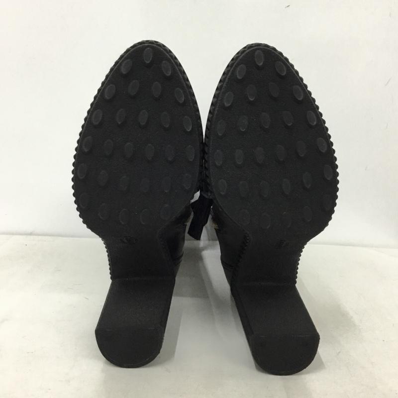 トッズ TOD S ブーツ 一般 レースアップ ミドル丈 タッセル 箱有 35.5 サイドファスナー 無地 黒 / ブラック / black レディース USED 古着 中古 10156954