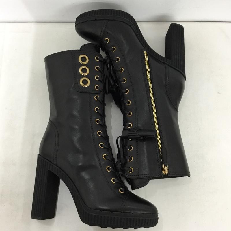 トッズ TOD S ブーツ 一般 レースアップ ミドル丈 タッセル 箱有 35.5 サイドファスナー 無地 黒 / ブラック / black レディース USED 古着 中古 10156954