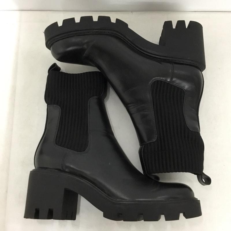 ザラ ZARA ブーツ ショートブーツ ヒール 39 無地 黒 / ブラック / black レディース USED 古着 中古 10156955
