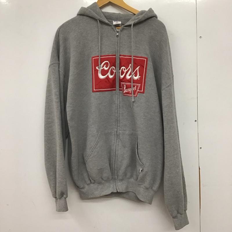 ラッセルアスレティック Russell Athletic パーカー 長袖 ジップアップパーカー 長袖パーカー カジュアルジャケット XL ロゴ、文字 灰 / グレー / gray メンズ USED 古着 中古 10156967