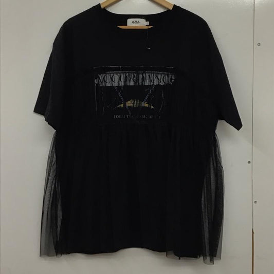 アズールバイマウジー AZUL BY MOUSSY Tシャツ 半袖 半袖カットソー プリントTシャツ クルーネックカットソー FREE プリント 黒 / ブラック / black レディース USED 古着 中古 10156989