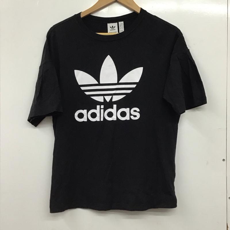 アディダス adidas Tシャツ 長袖 半袖カットソー プリントTシャツ クルーネックカットソー M プリント 黒 / ブラック / black レディース USED 古着 中古 10156990