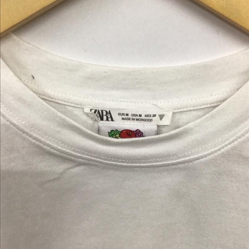ザラ ZARA Tシャツ 半袖 半袖カットソー プリントTシャツ クルーネックカットソー M ロゴ、文字 白 / ホワイト / white レディース USED 古着 中古 10156992