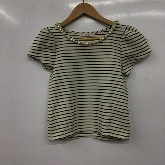 ダズリン dazzlin カットソー 半袖 半袖カットソー プリントTシャツ クルーネックカットソー S ボーダー柄 アイボリー / アイボリー / レディース USED 古着 中古 10157027