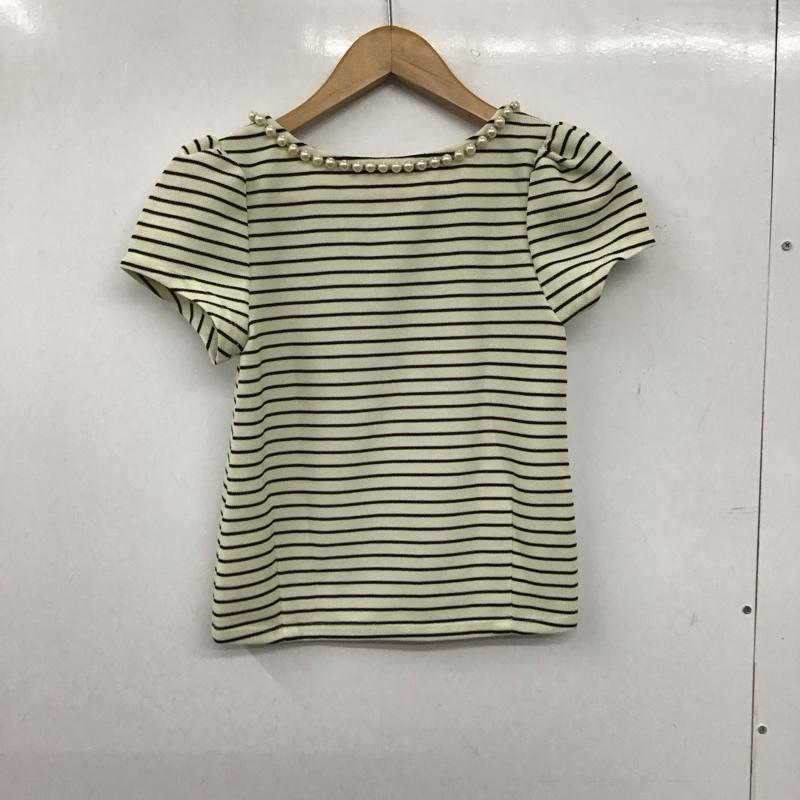 ダズリン dazzlin カットソー 半袖 半袖カットソー プリントTシャツ クルーネックカットソー S ボーダー柄 アイボリー / アイボリー / レディース USED 古着 中古 10157027