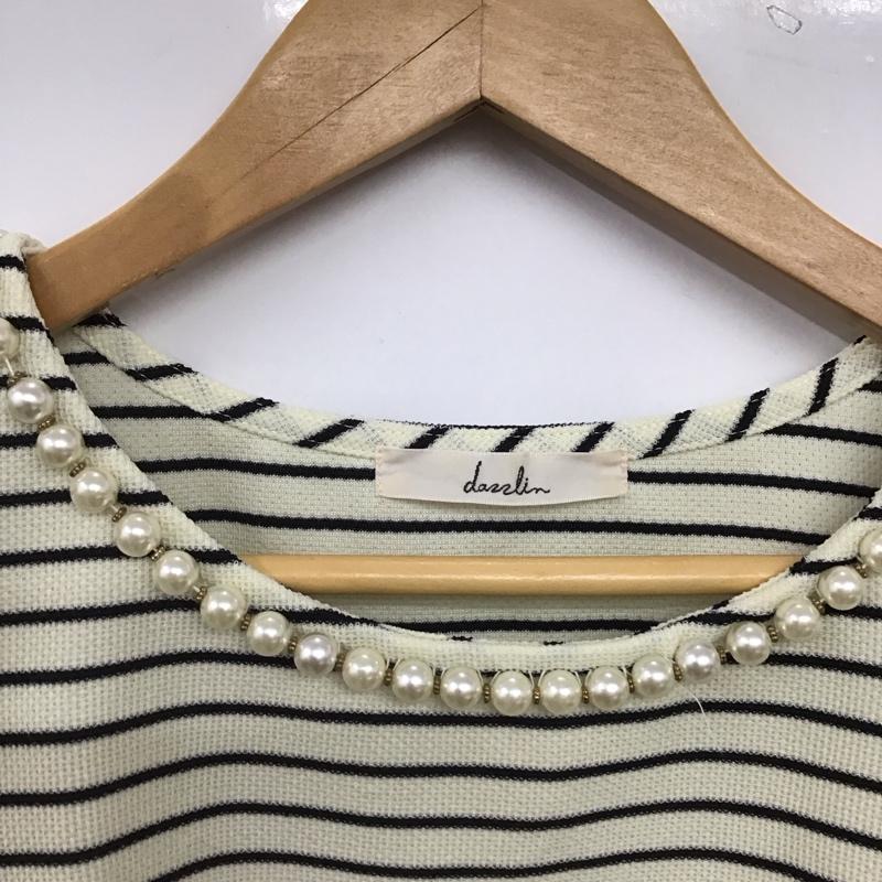 ダズリン dazzlin カットソー 半袖 半袖カットソー プリントTシャツ クルーネックカットソー S ボーダー柄 アイボリー / アイボリー / レディース USED 古着 中古 10157027