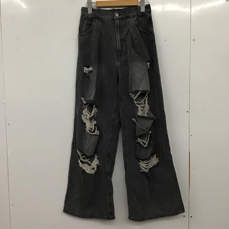 ヘザー Heather パンツ デニム、ジーンズ デニムパンツ ワイドパンツ カジュアルパンツ M ダメージ加工 ダークグレー / ダークグレー / レディース USED 古着 中古 10157039