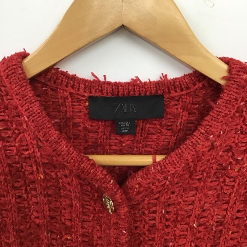 ザラ ZARA カーディガン 長袖 長袖カーディガン 前ボタン ニットカーディガン S 無地 赤 / レッド / red レディース USED 古着 中古 10157040