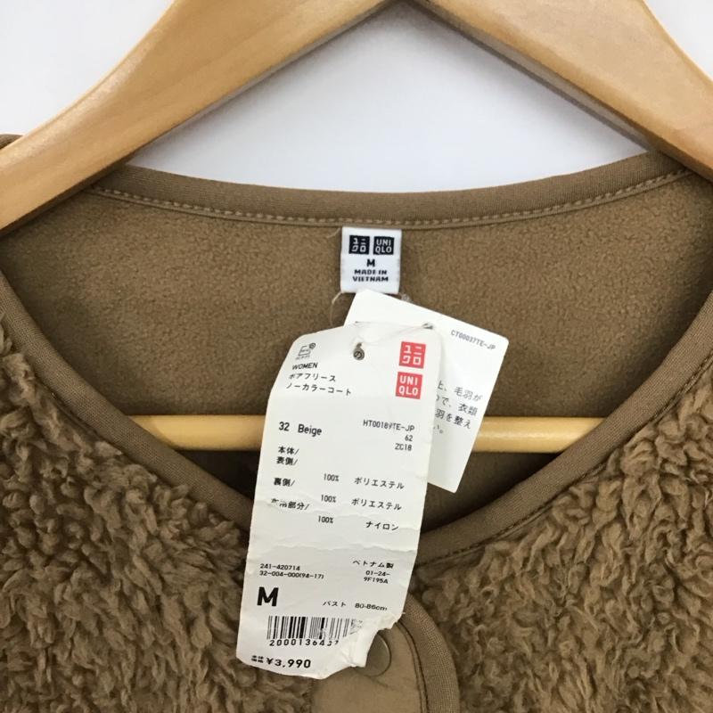 ユニクロ UNIQLO ジャケット、上着 ジャンパー、ブルゾン ボアフリースノーカラーコート M 無地 ベージュ / ベージュ / beige レディース USED 古着 中古 10157046