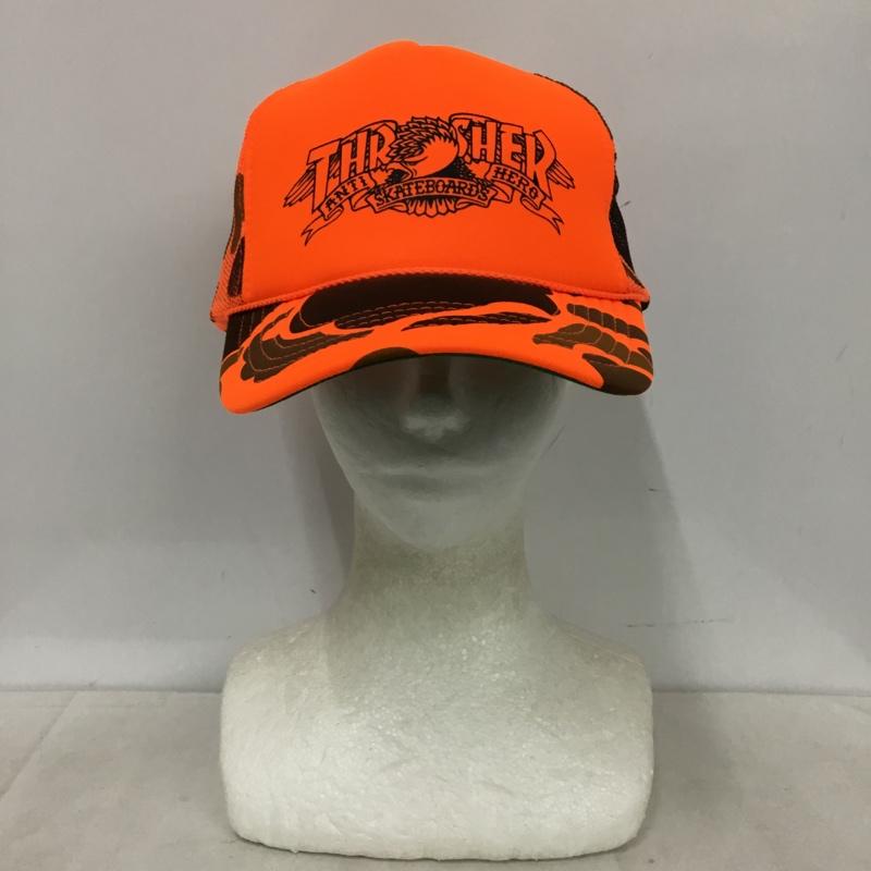 スラッシャー THRASHER 帽子 キャップ ANTIHERO メッシュキャップ ロゴ、文字 橙 / オレンジ / orange メンズ USED 古着 中古 10157049