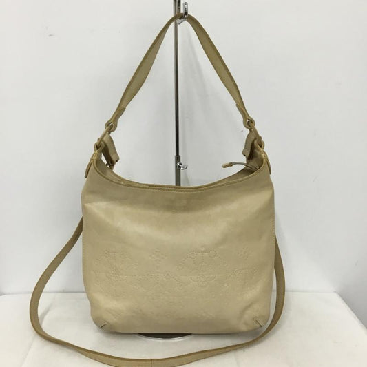 ゲンテン genten ショルダーバッグ ショルダーバッグ レザー 花 ハンドバッグ 2way ロゴ、文字 アイボリー / アイボリー / レディース USED 古着 中古 10157051