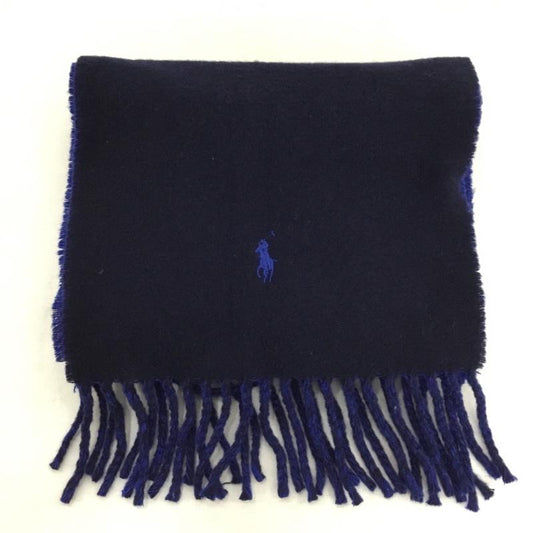 ポロラルフローレン POLO RALPH LAUREN マフラー マフラー フリンジ ワンポイント 青 / ブルー / blue X 紺 / ネイビー / navy メンズ USED 古着 中古 10157063