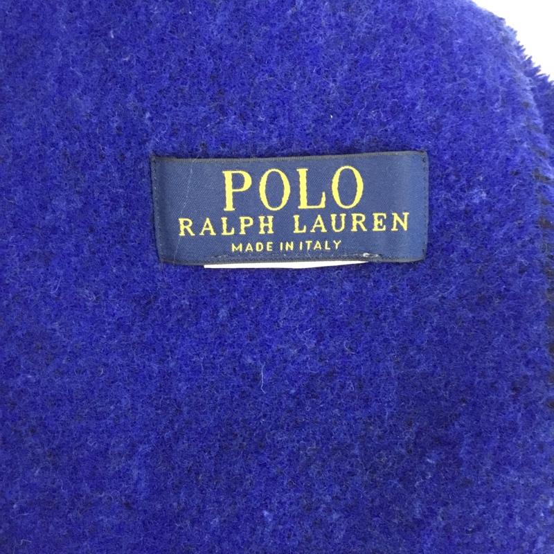 ポロラルフローレン POLO RALPH LAUREN マフラー マフラー フリンジ ワンポイント 青 / ブルー / blue X 紺 / ネイビー / navy メンズ USED 古着 中古 10157063