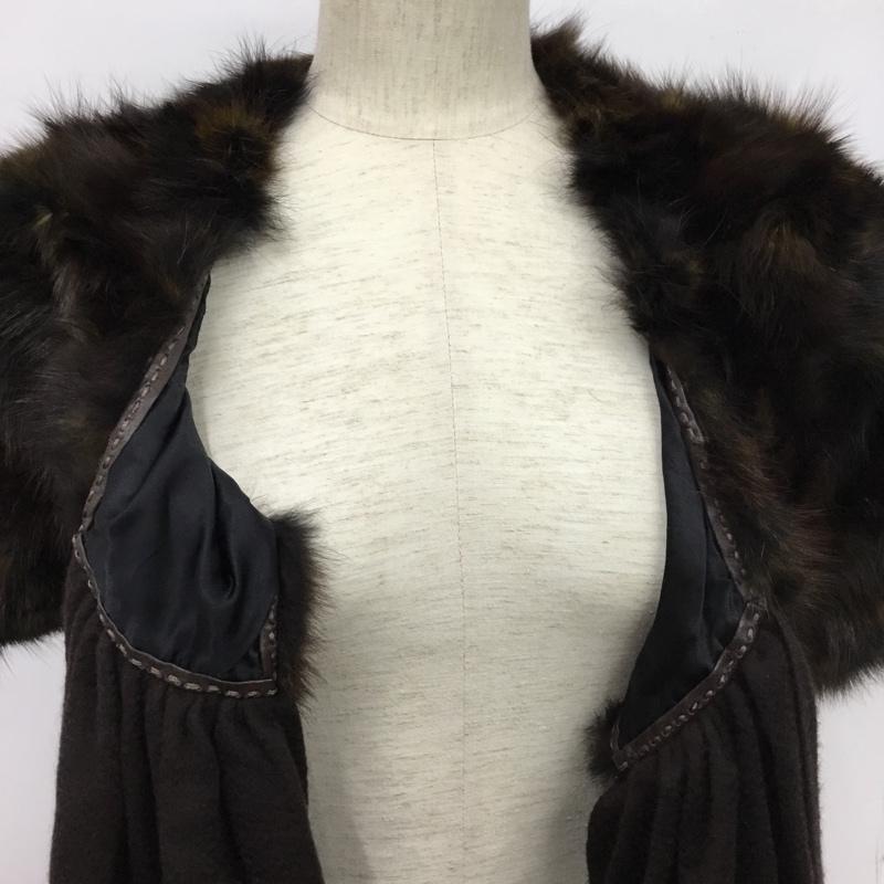 フェンディ FENDI マフラー マフラー ファー付 カシミヤマフラー ショール 無地 ダークブラウン / ダークブラウン / レディース USED 古着 中古 10157064