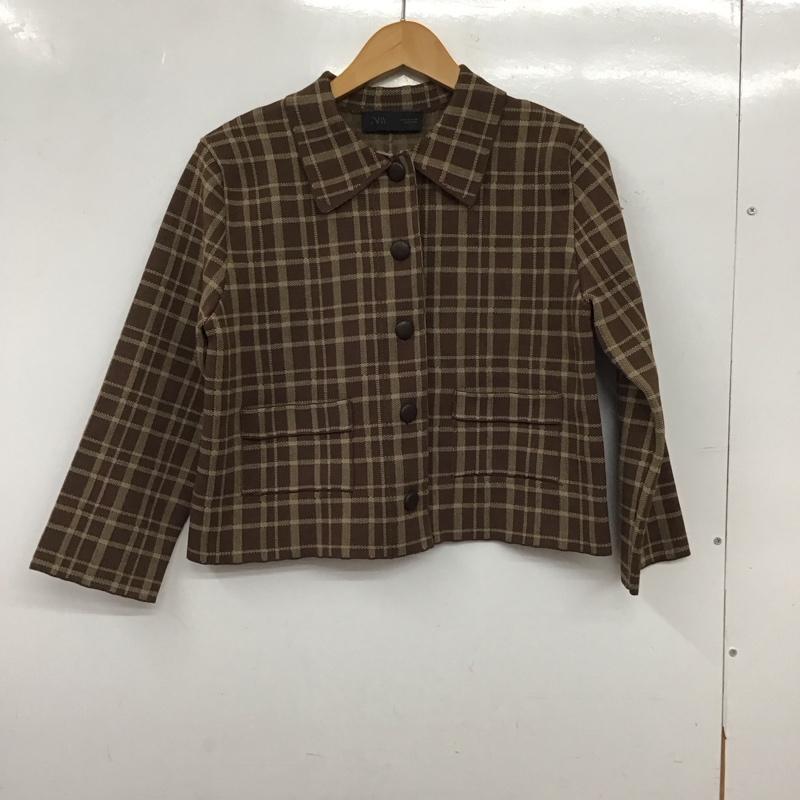 ザラ ZARA ジャケット、上着 ジャケット、ブレザー 4192 145 087 クロップド丈 ショート丈 S チェック 茶 / ブラウン / brown X ベージュ / ベージュ / beige レディース USED 古着 中古 10157072