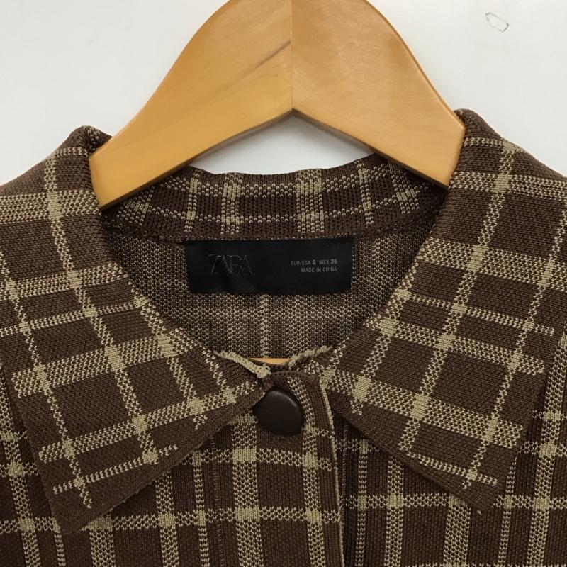ザラ ZARA ジャケット、上着 ジャケット、ブレザー 4192 145 087 クロップド丈 ショート丈 S チェック 茶 / ブラウン / brown X ベージュ / ベージュ / beige レディース USED 古着 中古 10157072