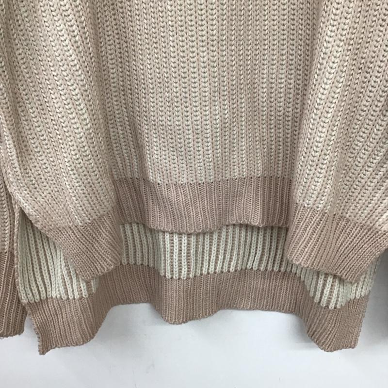 ダブルクローゼット w closet ニット、セーター 長袖 Alley by w closet スタンドネック FREE 無地 白 / ホワイト / white X 桃 / ピンク / pink レディース USED 古着 中古 10157079